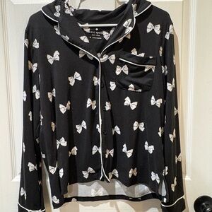 kate spade Black and White Bow-Print Pajama Shirt